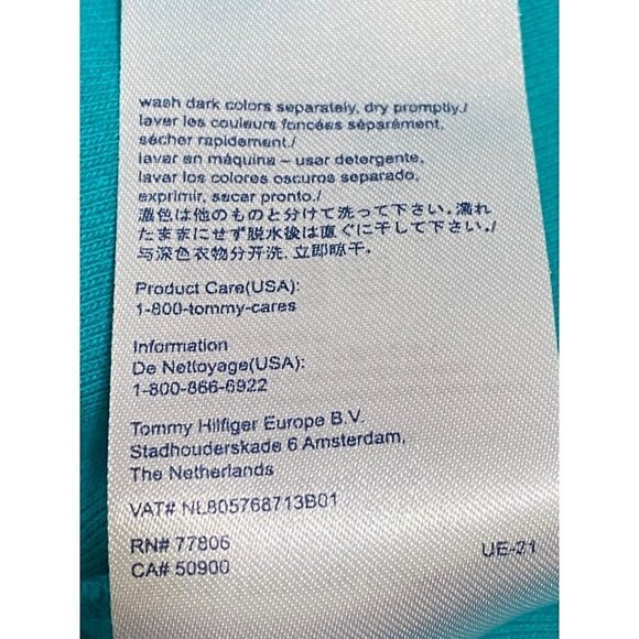 Tommy Hilfiger Women's Collared V-Neck Short Sleeve Polo Top Teal Size Small - Picture 7 of 8